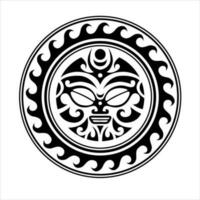 tradicional maori volta tatuagem Projeto. editável vetor ilustração. étnico círculo ornamento. africano mascarar.