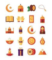 conjunto de ícones do ramadan kareem vetor