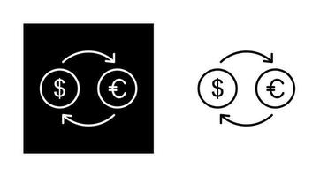 ícone de vetor de dólar para euro