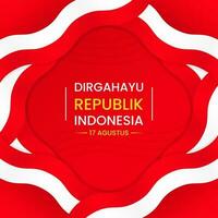 abstrato fundo. círculo quadro, Armação vermelho, branco para indonésio independência dia. texto dirgahayu republik Indonésia 17 augusto. usava para poster, social meios de comunicação, bandeira vetor