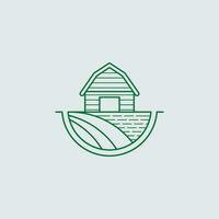 minimalista linha arte logotipo crachá de madeira cabine vetor