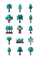 conjunto de ícones de estilo simples de árvores vetor