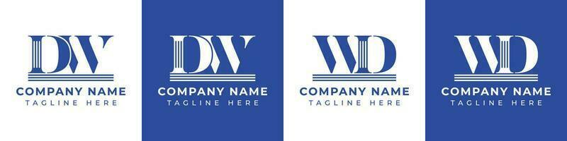 carta dw e wd pilar logotipo, adequado para o negócio com wd ou dw relacionado para pilar. vetor