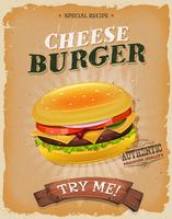 Cartaz do cheeseburger de Grunge e de vintage vetor