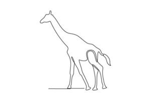 girafa contínuo linha arte desenhando vetor