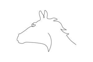 um desenho de linha contínuo do boneco cavalo de madeira clássico