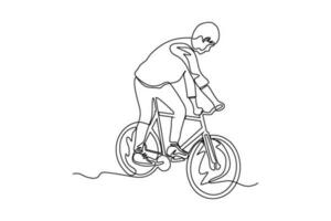 contínuo linha vetor ilustração Projeto do pessoas jogando bicicletas