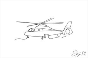 helicóptero avião contínuo linha vetor ilustração