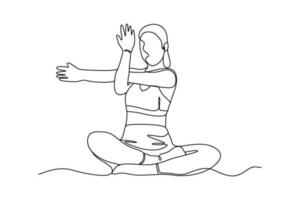 ioga ginástica mulher linha vetor ilustração Projeto