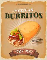 Poster mexicano dos Burritos do Grunge e do vintage vetor