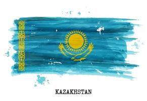 pintura em aquarela bandeira do Cazaquistão vetor