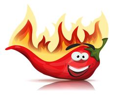 Personagem de pimenta vermelha quente com chamas ardentes vetor