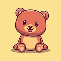 fofa Urso sentado relaxado desenho animado ícone ilustração vetor