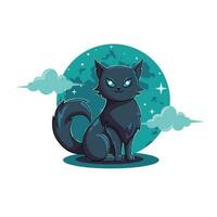 gato lua noite céu vetor ilustração