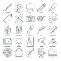 arte ícone definir, Projeto e desenhando símbolos coleção, logotipo ilustrações, arte e entretenimento sinais pictogramas pacote isolado vetor ilustração