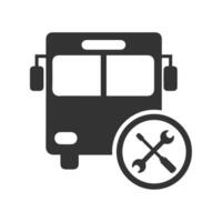 vetor ilustração do ônibus reparar fazer compras ícone dentro Sombrio cor e branco fundo