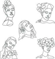 mulheres face linha arte. simples, minimalista vetor ilustração do lindo mulher face. linha desenho.