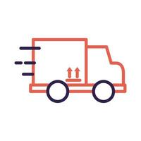 estilo de linha de serviço de entrega de caminhão com caixa de papelão vetor