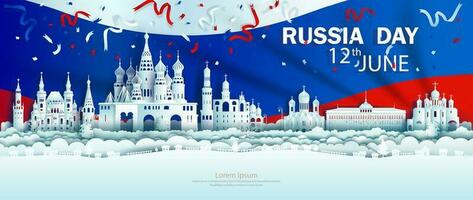 ilustração aniversário celebração independência Rússia dia dentro fundo Rússia bandeira. vetor