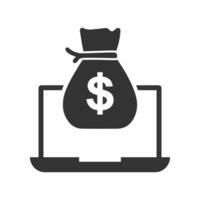 vetor ilustração do dinheiro laptops ícone dentro Sombrio cor e branco fundo