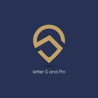 carta s logotipo Projeto vetor idéia com PIN conceito
