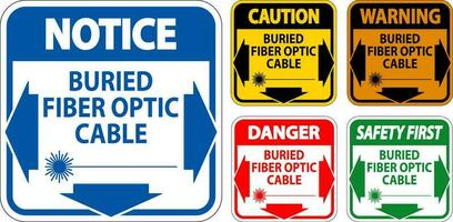Atenção sinal, enterrado fibra ótico cabo vetor