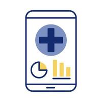 smartphone com estilo de linha médica cross health online vetor