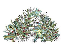 noel Estrela Novo ano, Natal mão desenhado rabisco ornamento, feriado decoração, Natal cartão. vetor
