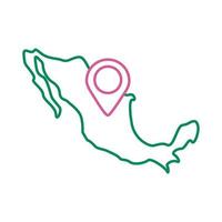 ícone de estilo de linha do mapa do méxico vetor