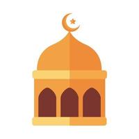 Cúpula Ramadan Kareem com ícone de estilo plano de lua vetor