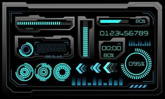 vetor do futurista tecnologia cyber hud painel de controle monitor azul néon luz poder status em cinzento Projeto ultramoderno elemento