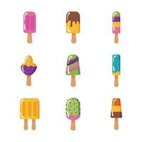 conjunto de ícones de conjunto de sorvetes vetor