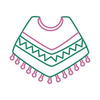 ícone de estilo de linha de poncho de cultura mexicana vetor