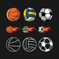 vetor esporte futebol, voleibol e basquetebol