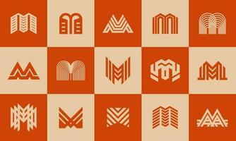 conjunto do linha abstrato inicial carta m ícone logotipo Projeto. moderno geometria m logotipo. vetor