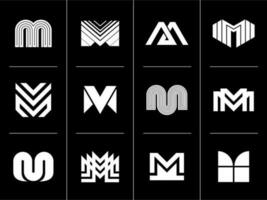 minimalista linha carta m logotipo ícone Projeto definir. moderno geométrico inicial m logotipo. vetor