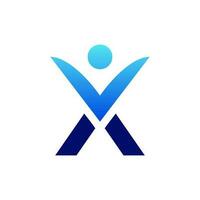 carta x logotipo Projeto com pessoas vetor