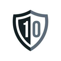 número 10 logotipo Projeto em escudo vetor