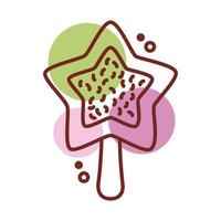 delicioso sorvete em palito com formato de estrela linha cor estilo vetor