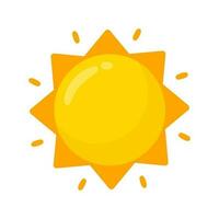 amarelo Sol ícone simples desenho animado estilo Projeto. a raios do a Sol dentro verão vetor