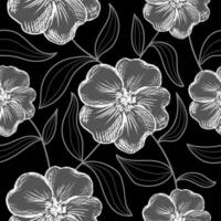 floral desatado padronizar. monocromático na moda impressão mão desenhado flores e folhas. moderno Projeto para tecido, têxteis, invólucro papel vetor