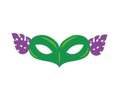 máscara de celebração do carnaval com planta de folhas vetor