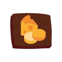 ícone de deliciosa tábua de queijos e pão vetor