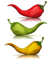 Desenhos animados vermelho, verde e amarelo Hot Chili Pepper vetor