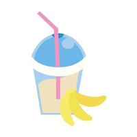 copo de milkshake de bananas com ícone de canudo vetor