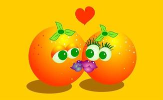 engraçado beijar laranjas cítricas vetor