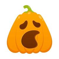 abóbora de halloween laranja com expressão de rosto assustador vetor