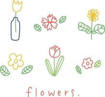 simples desenhando flores para decoração. desenhando ícone do flor para tatuagem Projeto. vetor
