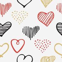 amor sem costura padrão romântico doodle corações únicos vetor