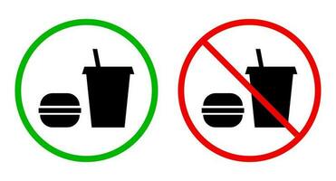 permissão para comer e beber e não Comida e beber ícone definir. não Comida e permissão Comida. vetor. vetor